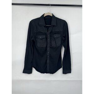 Diesal Black Button Front Long‎ Sleeve Shirt Women Small Casual Logo Witchy Goth